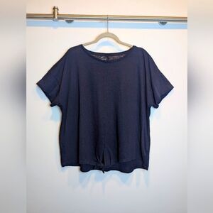 Talbots Linen Blend Midnight Blue Short Sleeve Shirt Size 3X